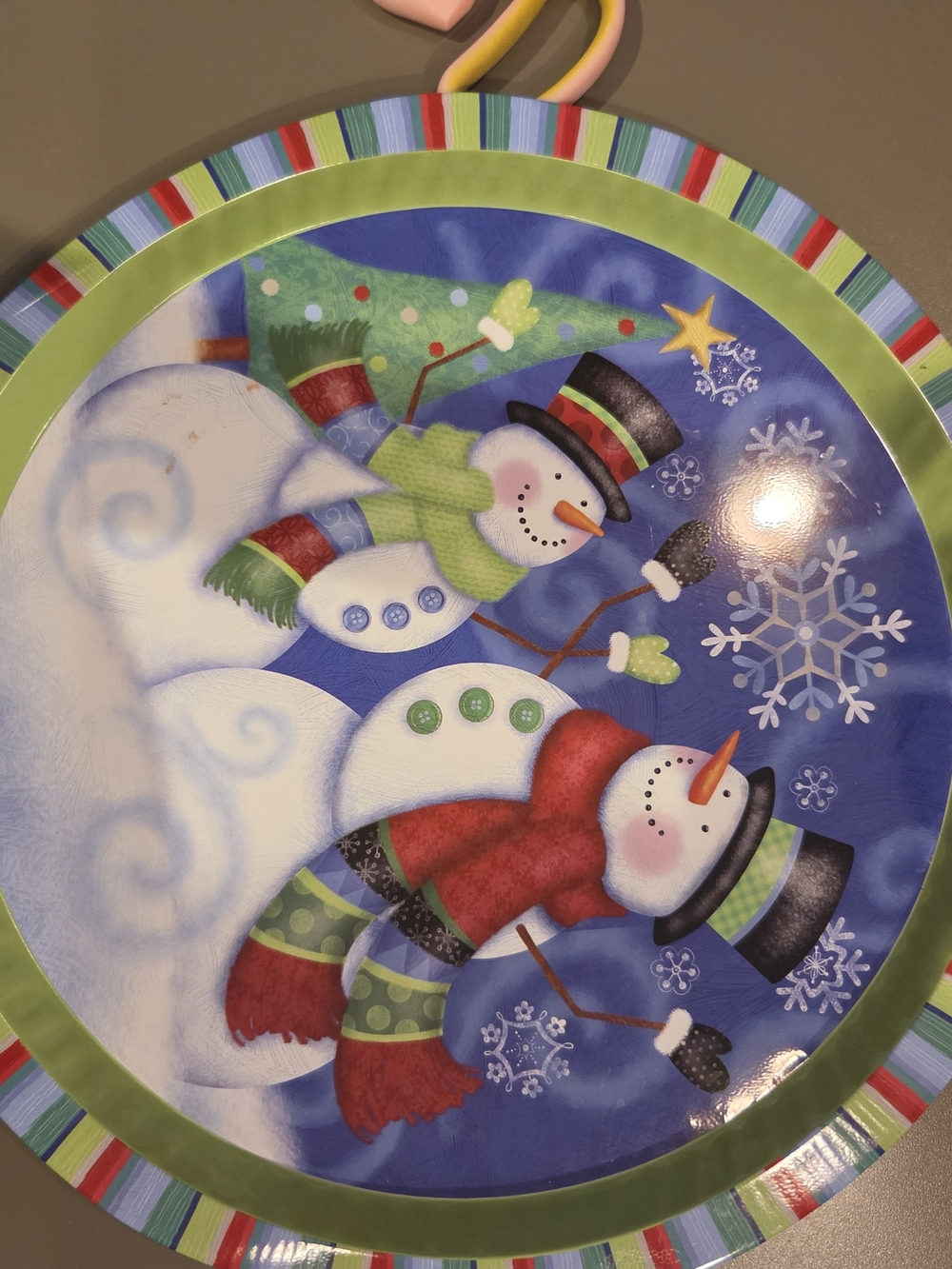 Source Unknown Multicolor Snowman Serving Platter